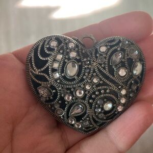 Elegant Silver Heart Pendant with Crystal Accents